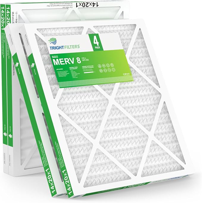 14x20x1 Air Filter 4 Pack, Durable MERV 8 Pleated Home HVAC AC Furnace Filters - Image 8