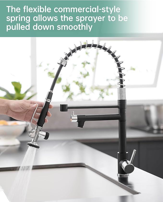 Fapully Kitchen Sink Faucet, Pull Down Kitchen Faucet, Single Handle Single - Image 3