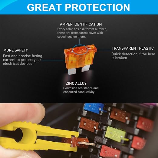 Nilight 5 Amp Standard Fuse 10 Pack Auto Fuses ATC/ATO Standard Regular Fuse - Image 5