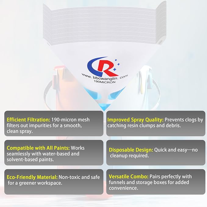 50 Pack of Paint Strainers, Paint Filter Strainer Paper Cone - Image 2