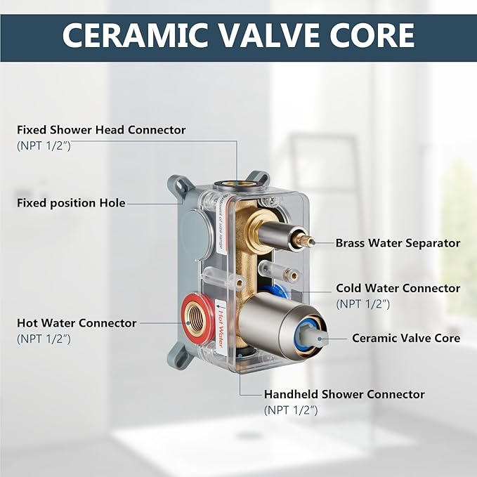 Aolemi Shower Faucet Set Rain Shower System with Handheld Spray Bathroom Shower Combo Rough-in Valve and Shower Trim Kit Included Brushed Nickel 16 Inch Wall Mount Shower Head