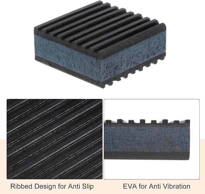 HARFINGTON 8pcs Rubber Anti Vibration Pads 2" x 2" x 7/8" Isolation Vibration - Image 5