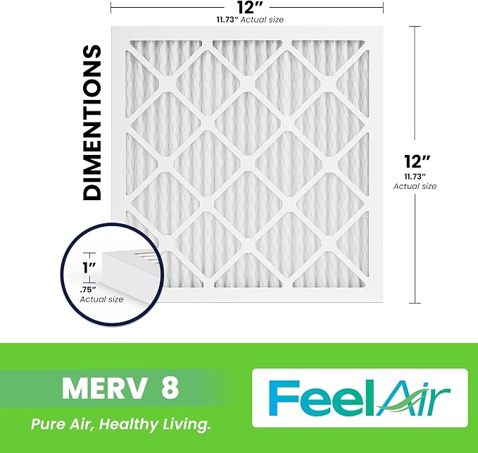 12x12x1 Air Filter, MERV 8, 6 Pack – Premium Pleated HVAC & Furnace Filter - Image 2