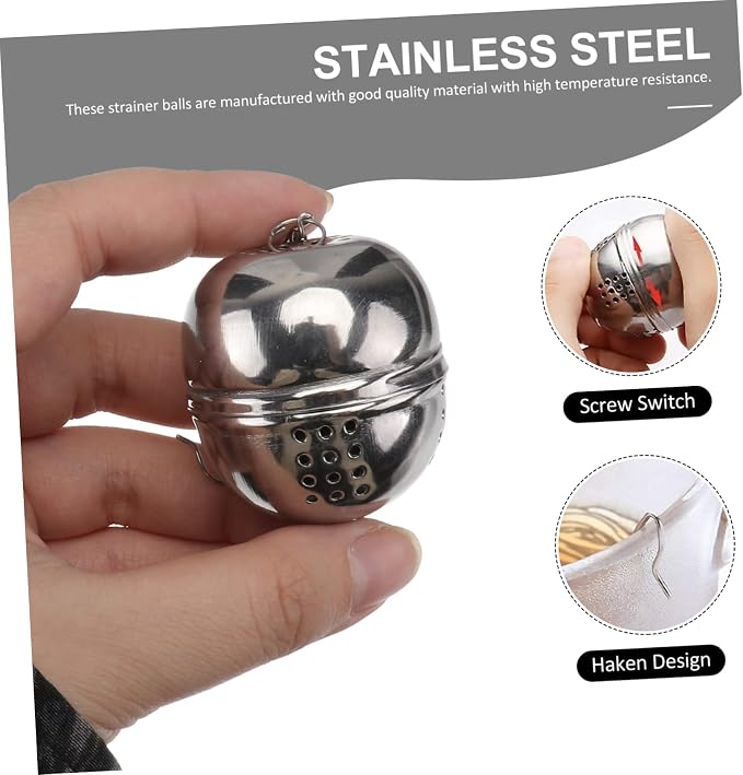 STOBAZA 5pcs Stainless Steel Tea Strainer Seasoning Ball Box Hanging Chain Easy - Image 6