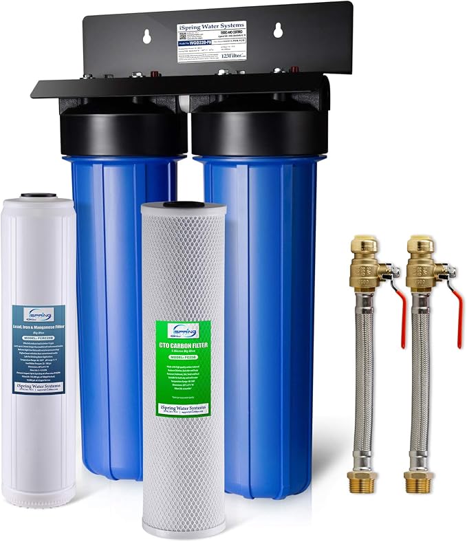 iSpring WGB22B-PB+AHPF12MNPT16X2 2-Stage Whole House Water Filtration System by iSpring