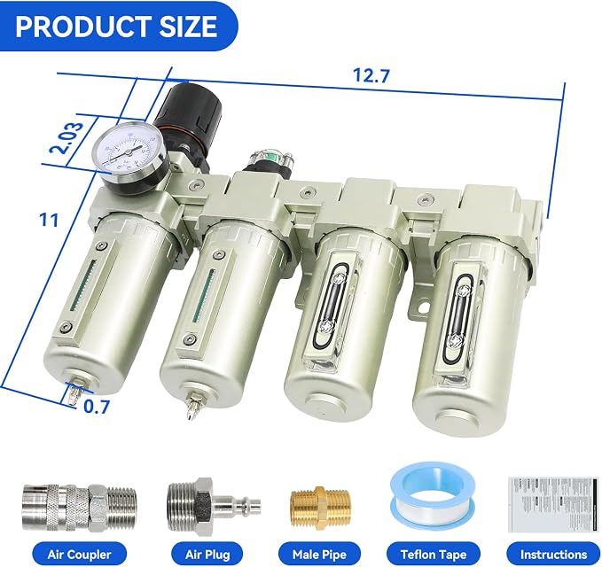 1/2" NPT Industrial Grade 4 Stage Air-Dryer-for-Compressor, - Image 2