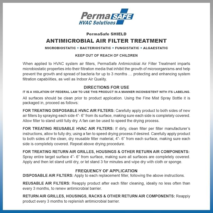 PermaSafe HVAC Solutions, Antimicrobial Air Filter Treatment, Odor Inhibitor - Image 3