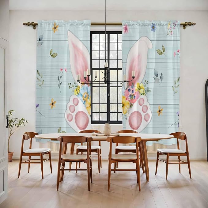 Easter Window Curtains 72 Inch Long 2 Panel Set, Rod Pocket Long Curtains & by Unknown