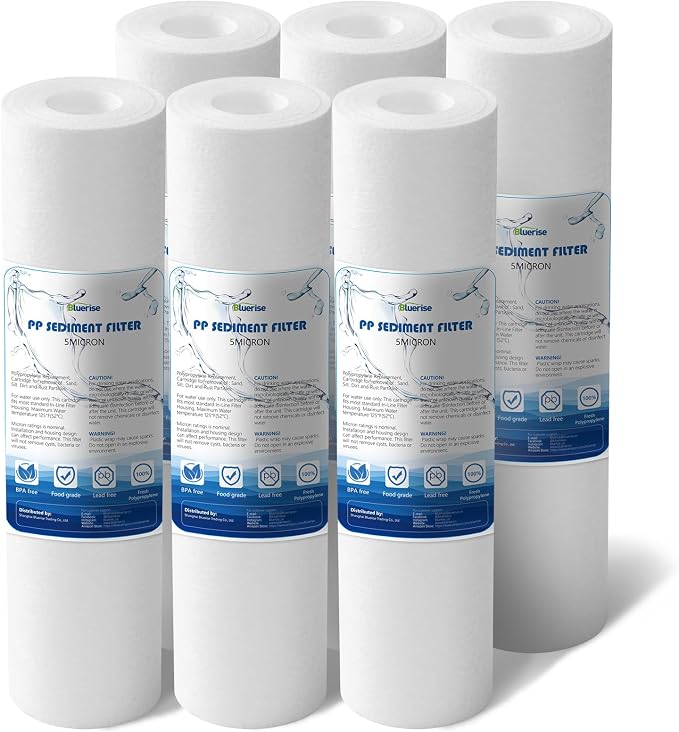 BLUERISE 5 Micron 10" x 2.5" Water Filter Replacement Whole House Sediment Home by Bluerise