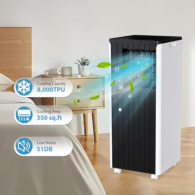 Portable AC Unit with 8000 BTU Cooling, Remote Control & 24-Hour Programmable - Image 4