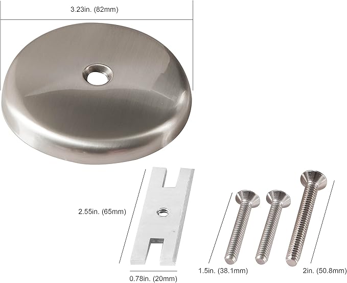 Single Hole Bathtub Drain Overflow Plate with One Matching Screws, Easy to Install, Satin Nickel