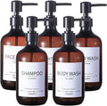 Shampoo and Conditioner Bottles(5Pack),Shampoo Dispenser for Shower,Bottles Refillable with Pump,Bathroom Dispenser Sets(Amber)