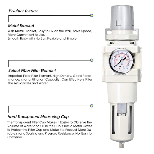 TAILONZ PNEUMATIC 3/4 Inch NPT Manual Drainage Air Filter Pressure Regulator - Image 3
