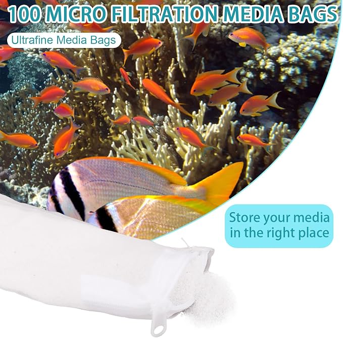 BOXOB 10pcs Aquarium Filter Media Bags, 100 Micron Extra Fine Media Filter - Image 3