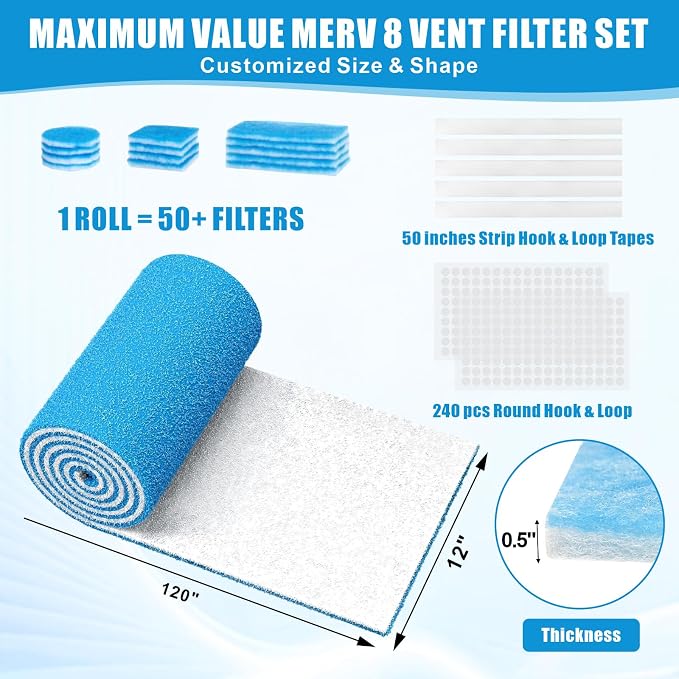 Air Vent Filters Roll, MERV 8 Triple Vent Filter - Image 3