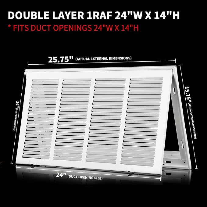 24x14 Return Air Grille, Steel Air Return Vent Cover - Image 4