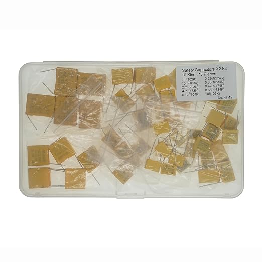 10 Values x 5 Pieces, Total 50 Pieces，Plug in Polypropylene Safety Capacitors by MERICDA