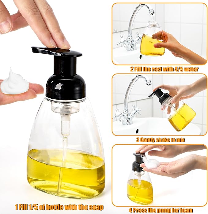 Bekith 12 Pack Foaming Hand Soap Dispenser, 10 Oz Liquid Soap Dispenser Empty Refillable Containers Plastic Pump Bottles for Kitchen, Bathroom, Commercial