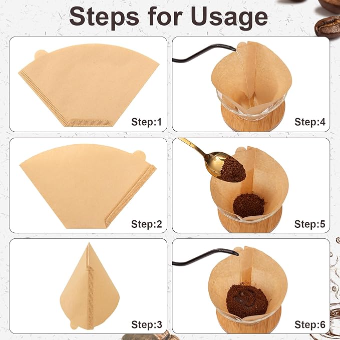 Coffee Filters #4, Unbleached Natural Coffee Filters 8-12 Cup, Disposable - Image 4