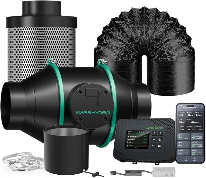 MARS HYDRO 4 Inch Air Filtration Kit, Inline Duct Fan by MARSHYDRO