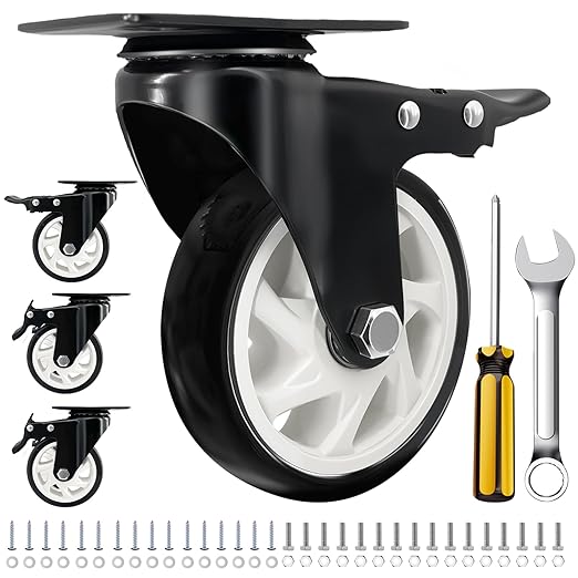 Caster Wheels 4 Inch, Heavy Duty Caster Set of 4, Swivel Castor Wheel by Unknown