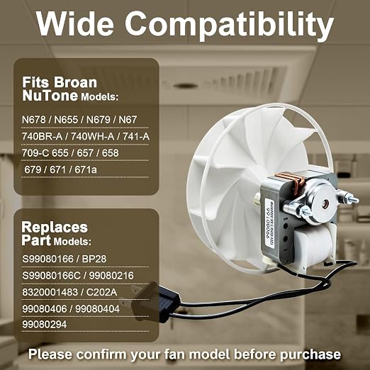 S99080166 Bathroom Vent Fan Motor Replacement, 120V 70CFM BP28 Exhaust Fan Motor - Image 3