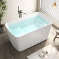 49" Acrylic Freestanding Soaking Tub w/Seat- Contemporary Design with Toe-Tap Drain & Brushed Nickel Overflow - 55 Gal, cUPC Certified