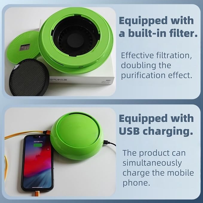 Portable Car Air Purifier with Built-in Filter, USB Charging - Image 3