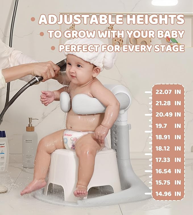 Baby Bath Stand, Foldable Standing Bathtub for Baby, Shower Stand and Bath Support for Infants and Toddlers (6–36 Months), Non-Slip Adjustable Baby Standing Support (Purple)
