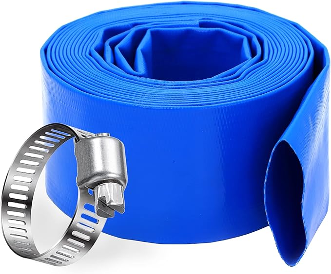 DAVCO 2.5" x 100 ft Pool Backwash Hose, Heavy Duty Reinforced Blue PVC Lay Flat by DAVCO