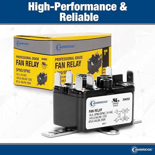 Cambridge Professional Grade 24V AC Fan Relay, 25A 14FLA 84LRA 125V / 8FLA - Image 5