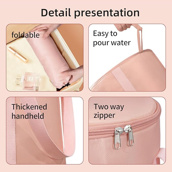 25L Collapsible Bucket Foot Bath Basin,Multifunctional Portable Foot Bath Tub Bag with Handles,Travel Outdoor Camping Portable Foot Soaking Spa Bucket (Pink)