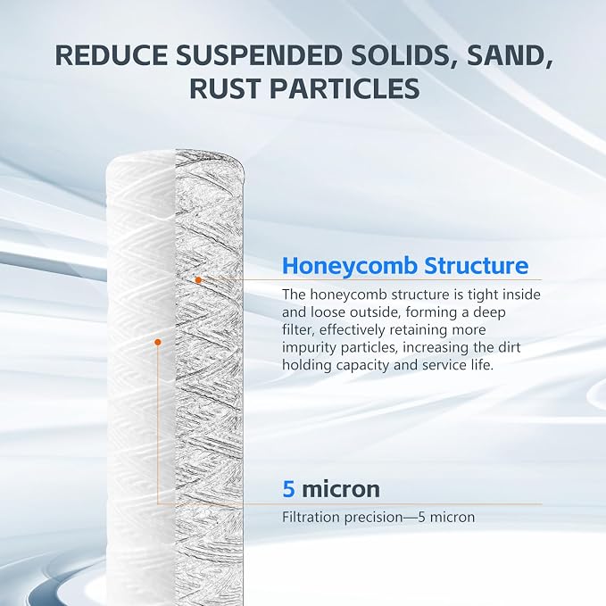 BLUERISE 5 Micron 10"x2.5" Wire Wound Whole House Water Filter Replacement - Image 5
