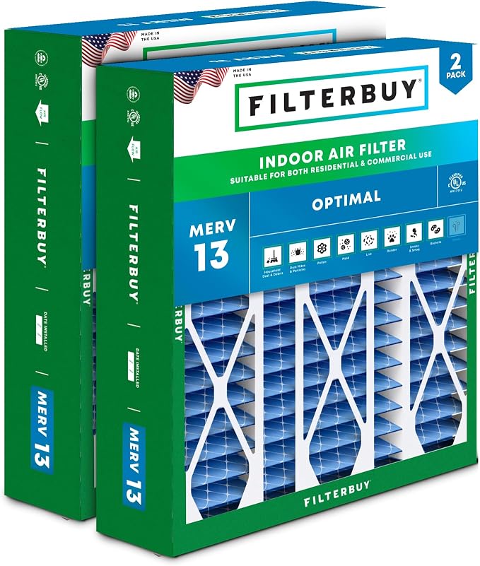 Filterbuy 20x25.25x3.5 Air Filter MERV 13 Optimal Smoke & Allergy Defense by Filterbuy