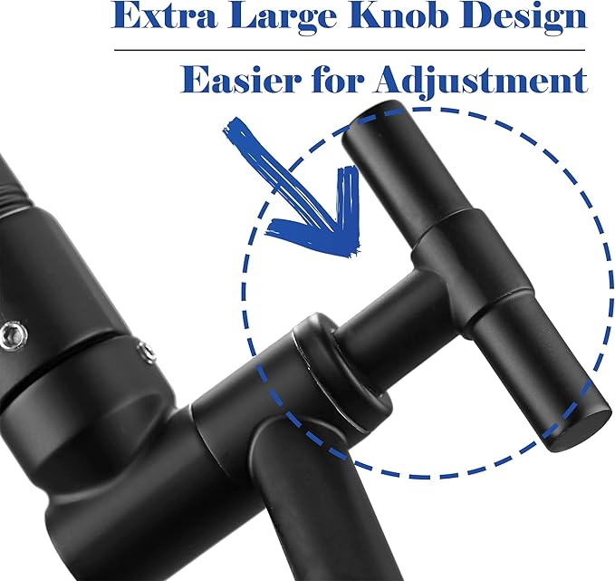 Matte Black Shower Head Extension - 13'' Adjustable Arm for Rain & Handheld, Locking Nuts, Universal Connector