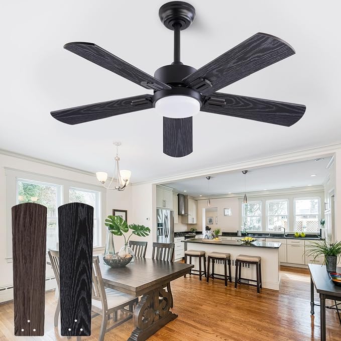 QUTWOB 42" Ceiling Fan with Light and Remote, Farmhouse 5 Blades Quiet by QUTWOB