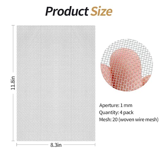 4 Pack 304 Wire Mesh Screen, 11.8"X8.2" Heat-Resisting Metal Mesh, 20 Mesh - Image 2