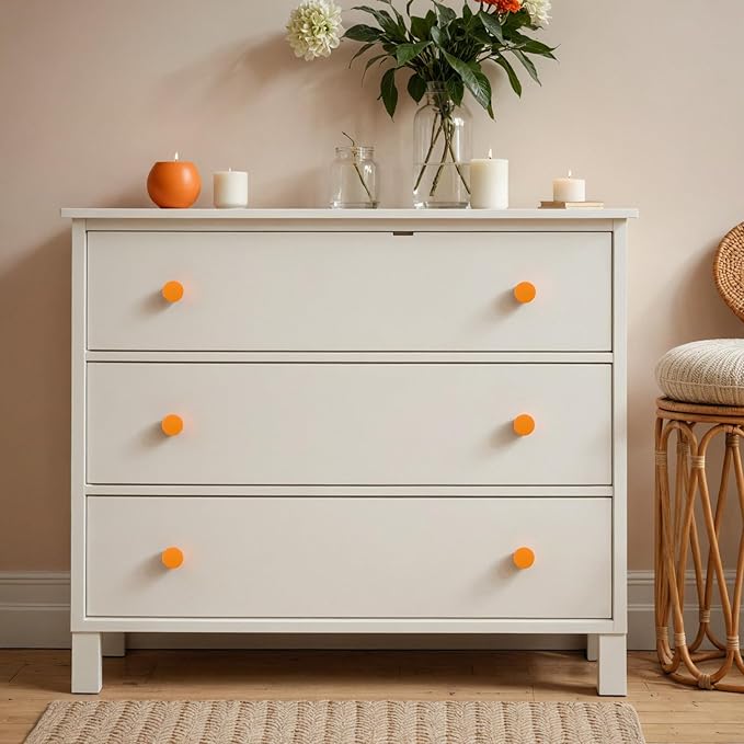 Ravinte 10 Pack Cabinet Knobs Orange Kitchen Cabinet Knobs Round Dresser Drawer Pulls Closet Door Pulls 1-1/5 Inch