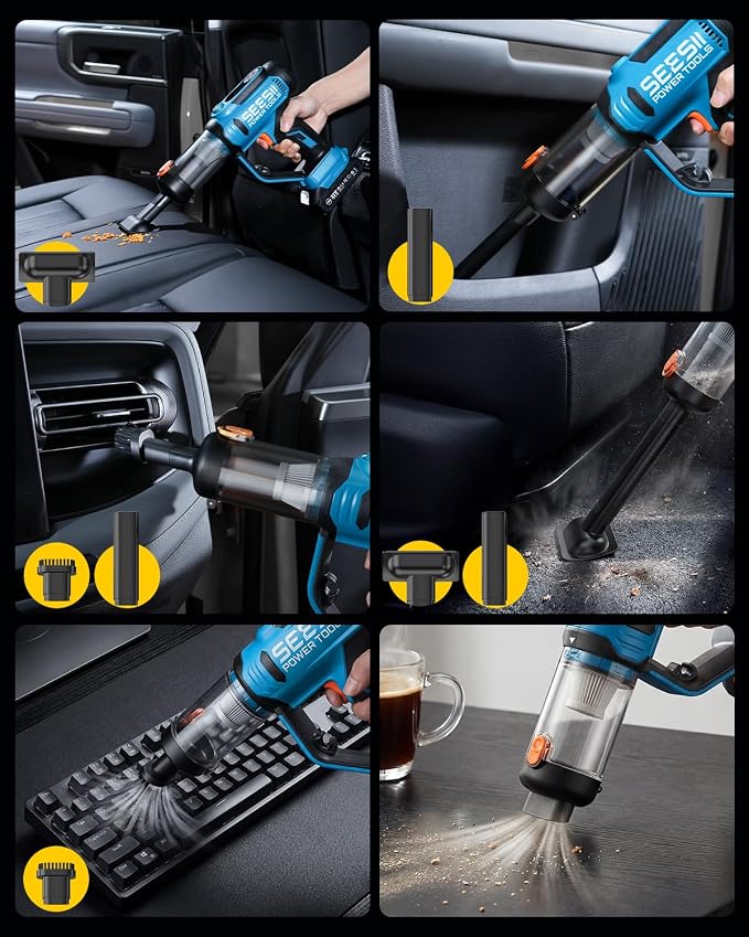 SEESII 3-in-1 Tire Inflator: Portable Air Compressor & Car Vacuum Cleaner & Led - Image 7