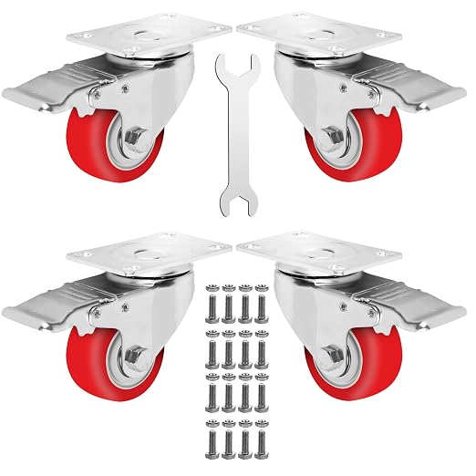 3 Inch Caster Wheels Heavy Duty Casters Set of 4 Lockable Cart Wheels by Castrek