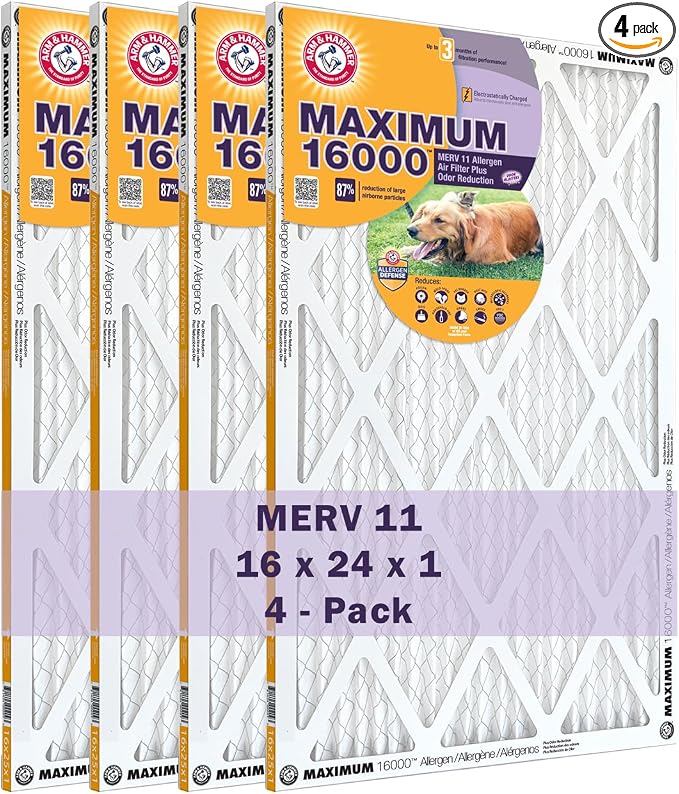 Arm & Hammer Max Allergen & Odor Reduction 16x24x1 Air and Furnace Filter by ARMHAMMER