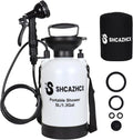 1.3 Gallon/5L Portable Outdoor Shower, 10 Spray Modes, No Power Needed, Insulated Sleeve Keeps Water Warm, Multi-Use Sprayer for Camping, Beach & Surfing, Fishing, Hiking, Road Trips, White