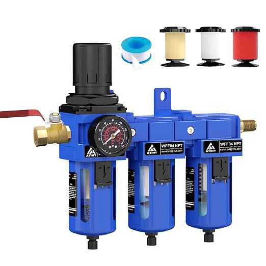1/2" NPT Three Stage Air Drying System, 5 &0.5 &0.01 Micron Filter Cartridge by ATINY