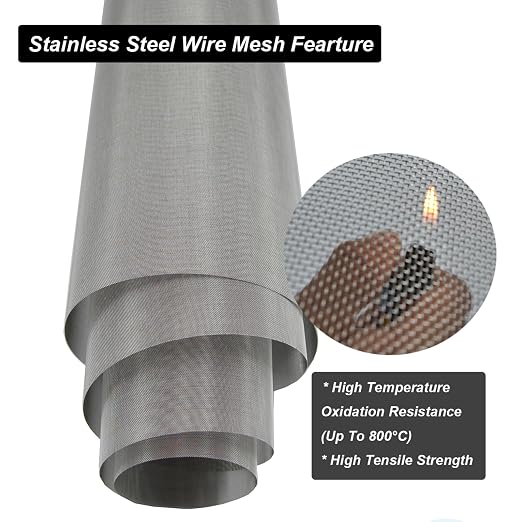 304 Stainless Steel Mesh 80Mesh, 15.7"x47.2" Metal Mesh Screen, Woven Fine Wire - Image 3