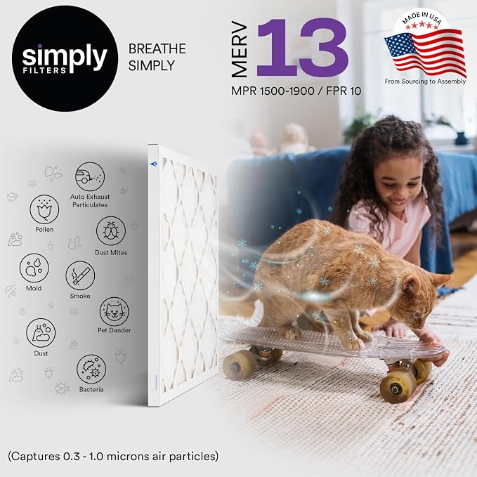 Simply 20x25x1 Air Filter, Merv 13, 6 Pack, - Image 2