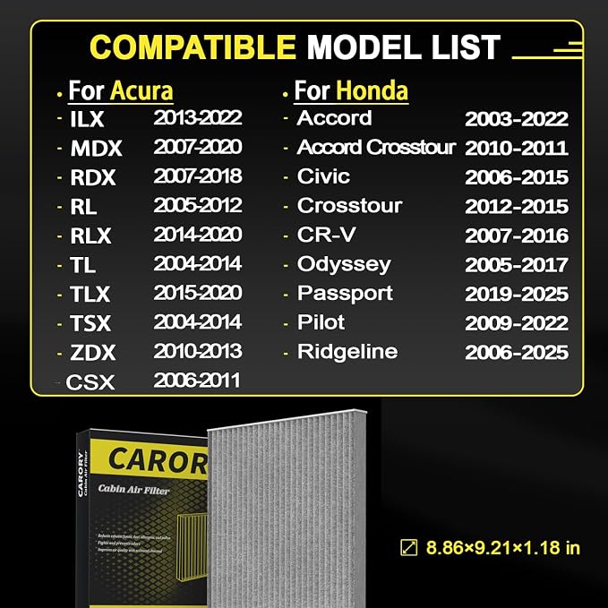 CARORY Cabin Air Filter w/Activated Carbon - Image 3