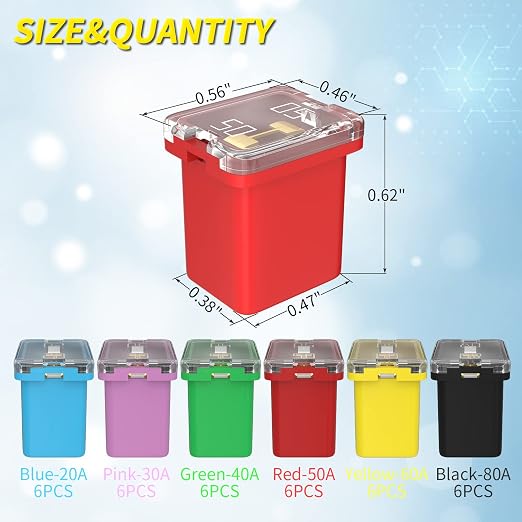 Joinfworld 36Pcs Jcase Fuse Assortment Kit Automotive Low Profile Box Shaped - Image 2