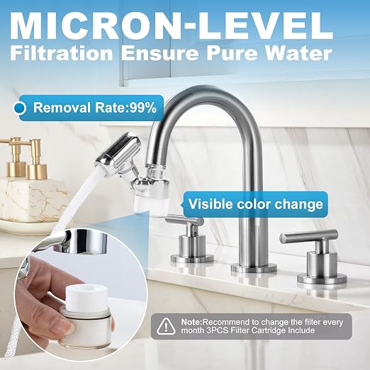 Sink Water Filter Faucet, 360 ° Rotating Kitchen Faucet Water Purifier - Image 6