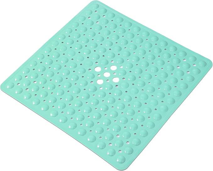 Anti-Slip Bathtub Shower mat, 20.8×20.8（Approximately 53×53cm） inch Soft Oversized Machine Washable Non-Slip Bathtub mat with Drainage Holes, Bathroom Floor Suction Cup.（1-Opaque Mars Green）