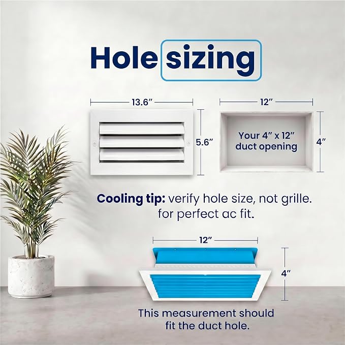 4x12 Aluminum HVAC Vent Cover Wall or Ceiling Register 1-Way Air Flow - Image 3